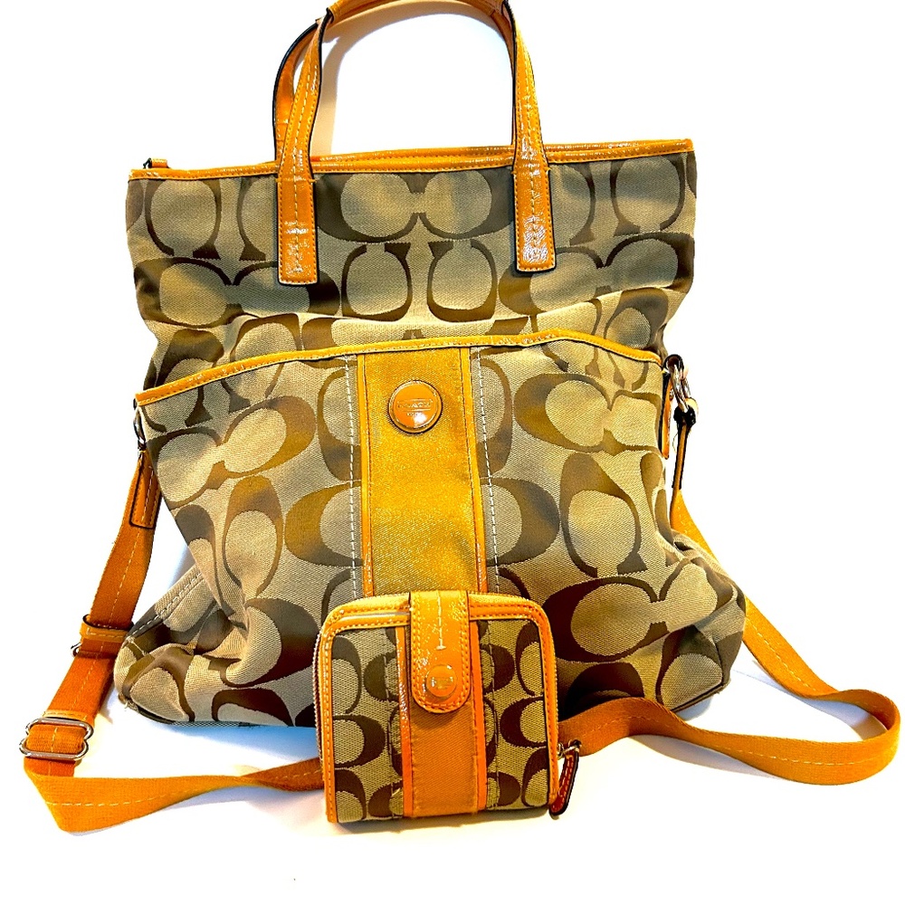 COACH holdover bag with matching wallet